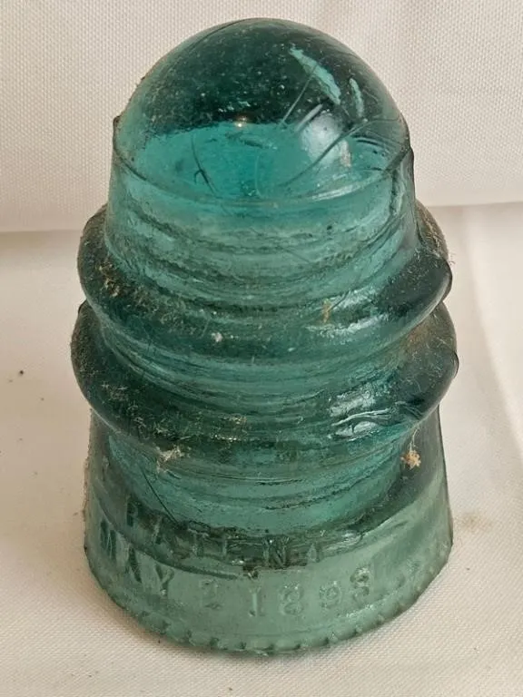 Vintage Green Glass Hemingray Insulator