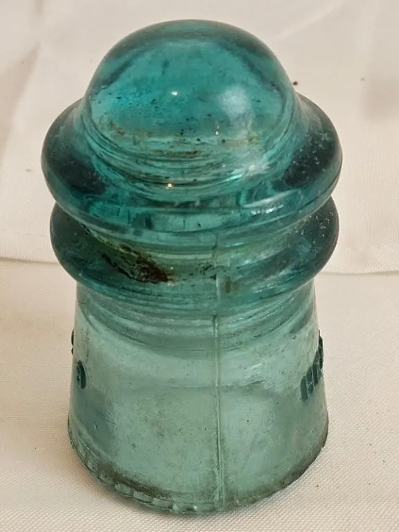 Vintage Hemingray No. 8 Aqua Glass Insulator