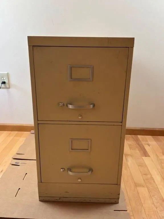 Metal 2-Drawer Filing Cabinet w/ File Folders
