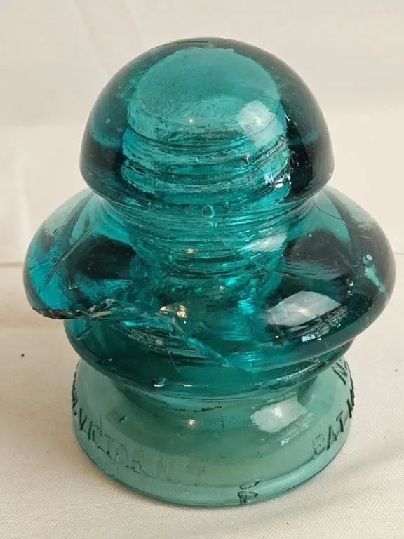 Vintage Locke Victor Aqua Glass Insulator