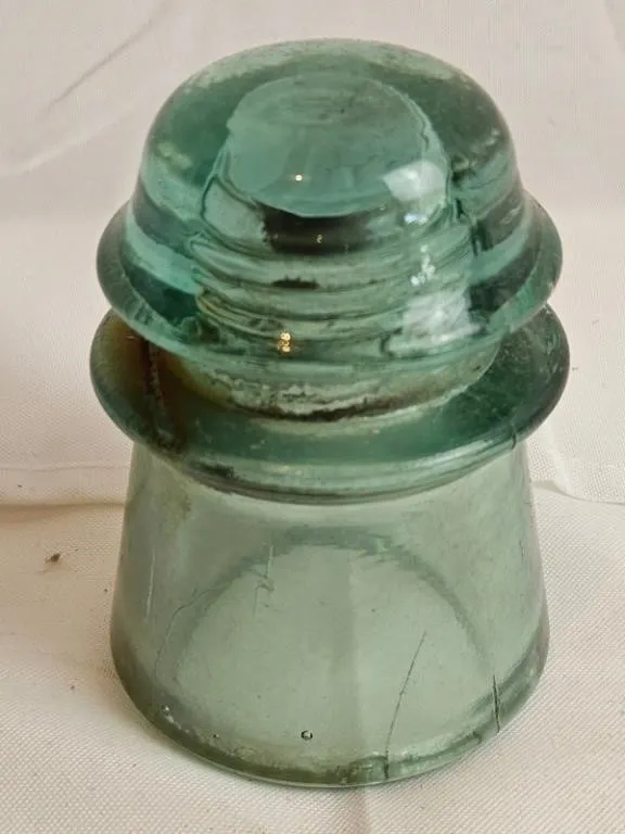 Vintage Green Glass Electrical Insulator