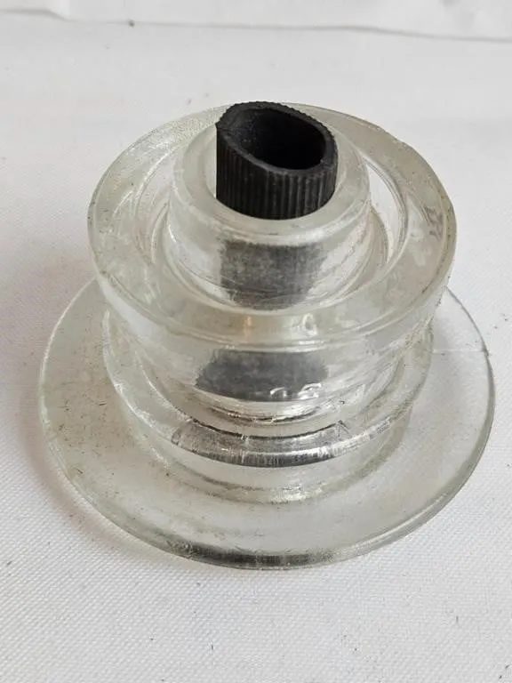 Clear Glass Hardware Component w/ Ribbed Insert