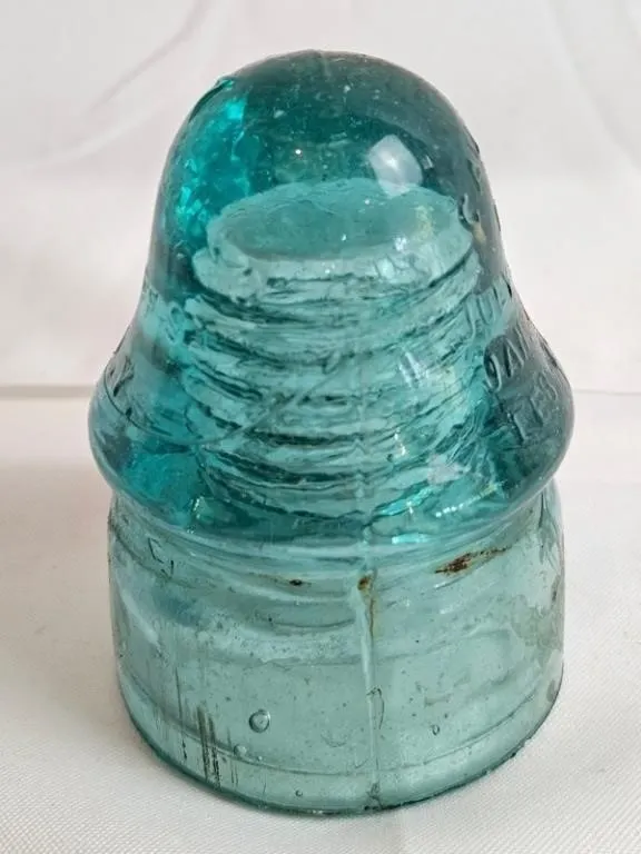 Vintage Aqua Glass Insulator - 10in