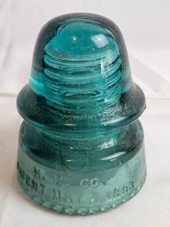Vintage H.G. Co Aqua Glass Insulator
