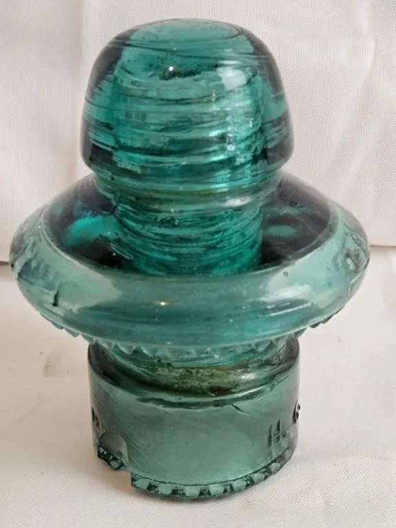 Vintage H.G.CO Aqua Glass Insulator