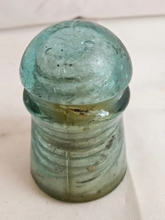 Vintage Aqua Glass Insulator 4in