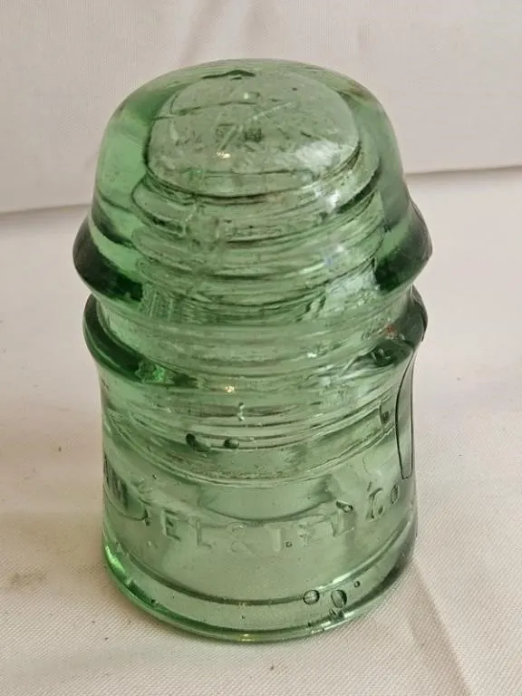 Vintage Green Glass Electrical Insulator