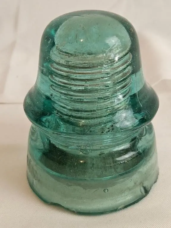 Green Glass Ribbed Telegraph Insulator
