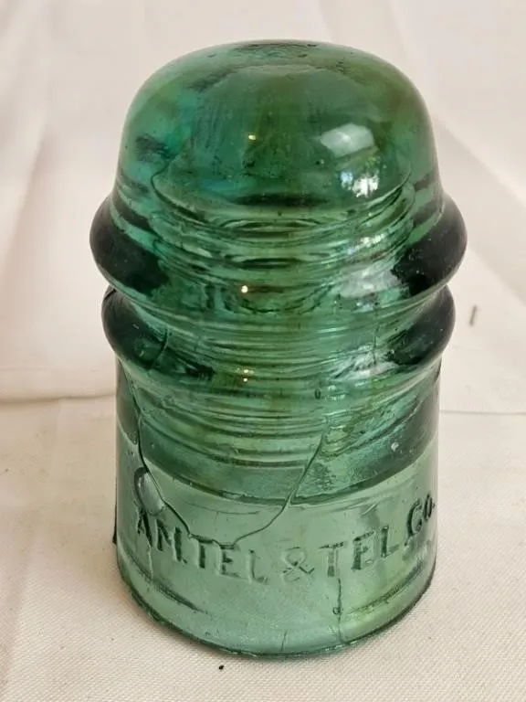 Vintage Green Glass Electrical Insulator