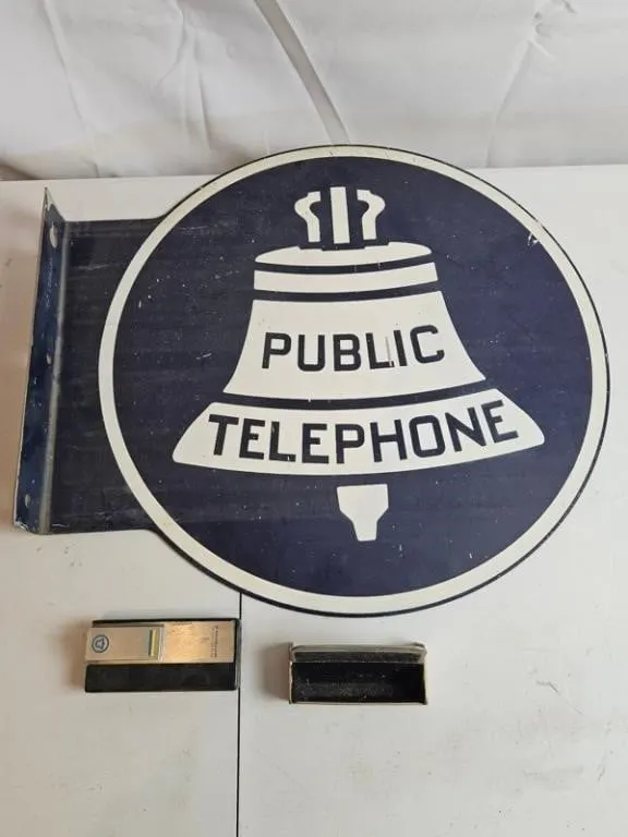 Public Telephone Sign & Bellboy Devices (Lot of 3)