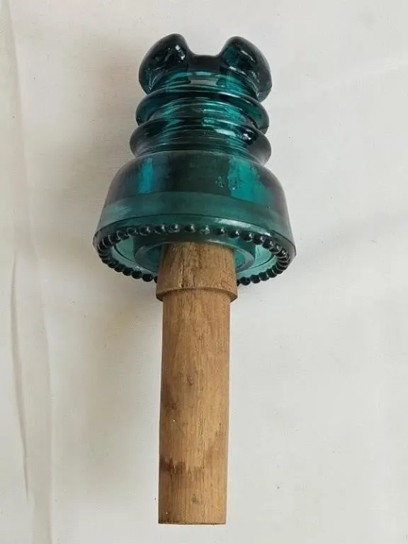 Vintage Hemingray Glass Insulator on Wood