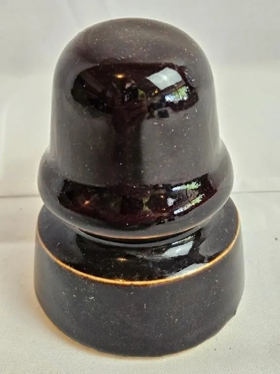 Vintage Black Glazed Ceramic Decorative Piece