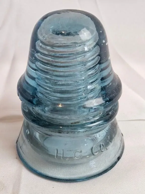H.G. CO. Blue Glass Telegraph Insulator