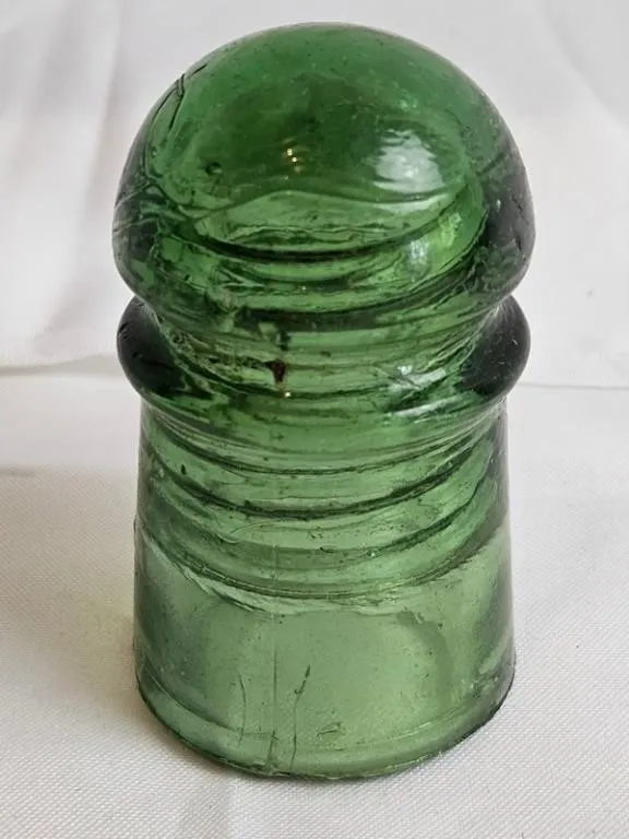 Vintage Green Glass Electrical Insulator