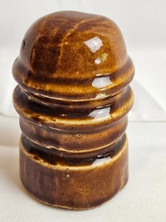 Brown Glazed Ceramic Electrical Insulator