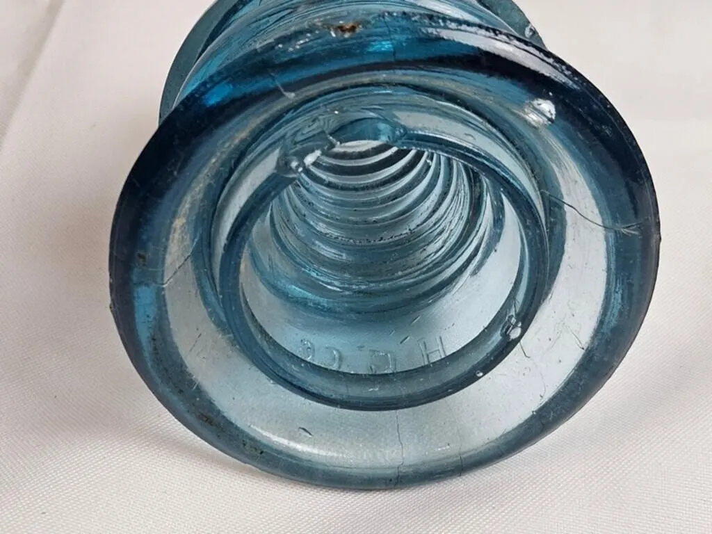 Blue Glass Threaded Electrical Insulator