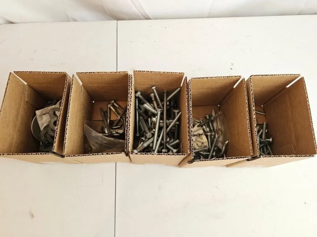 Mixed Fasteners & Hardware Assortment - 5 Boxes