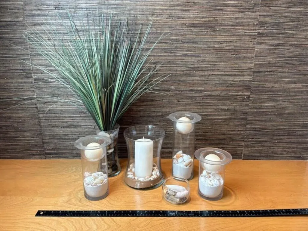 Coastal Glass Candle Holders & Decor (Lot of 6)