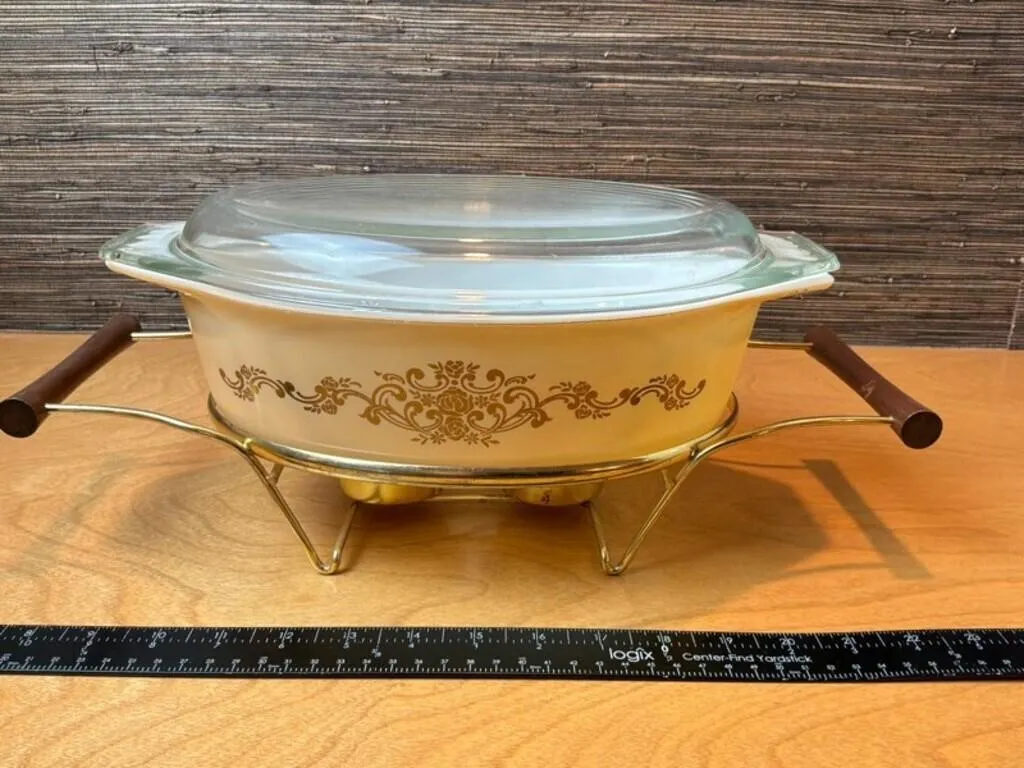 Vintage Pyrex Floral Casserole w/ Warmer