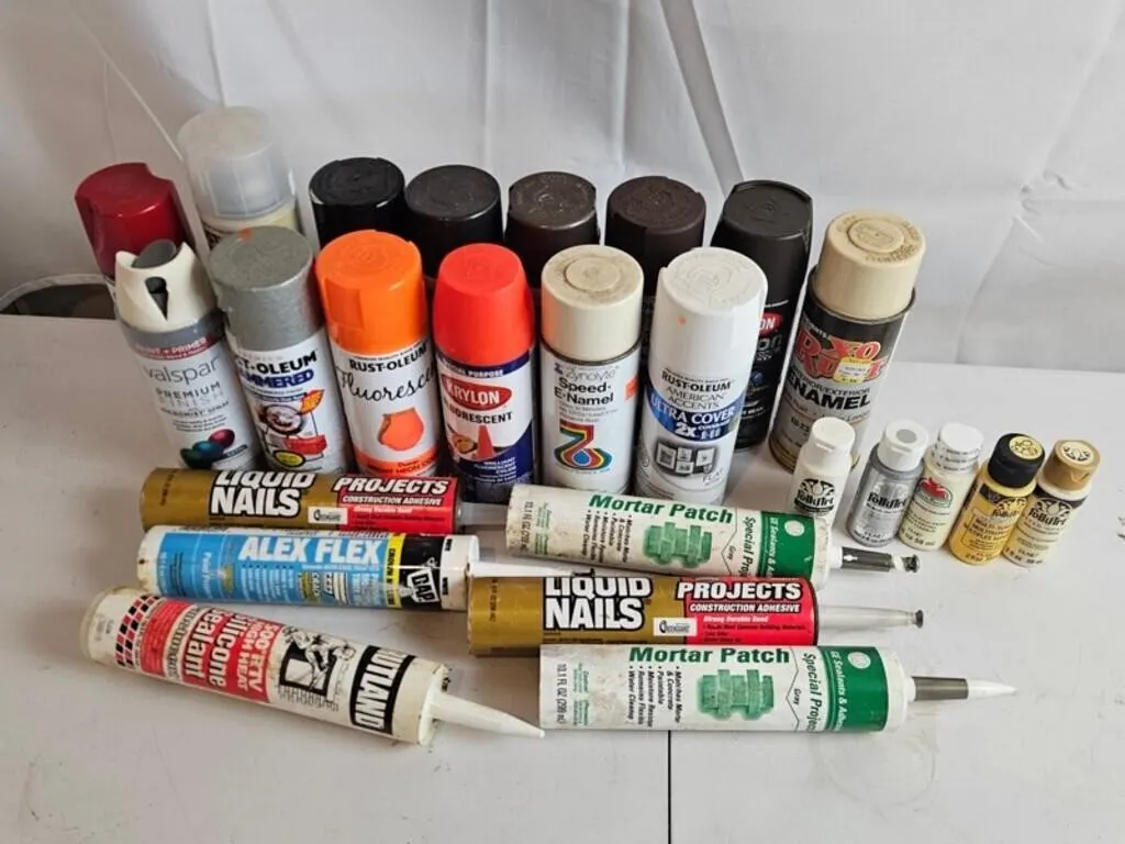 Paint, Adhesive & Craft Supplies (Lot of 26)