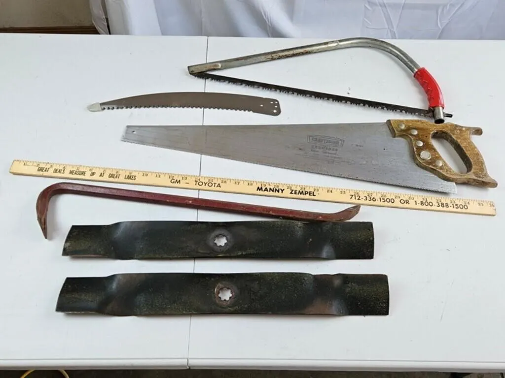 Vintage Mixed Lot - Saws, Crowbar & Blades (6)