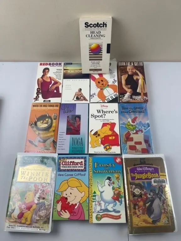 VHS Movies & Scotch Head Cleaner (Lot of 13)
