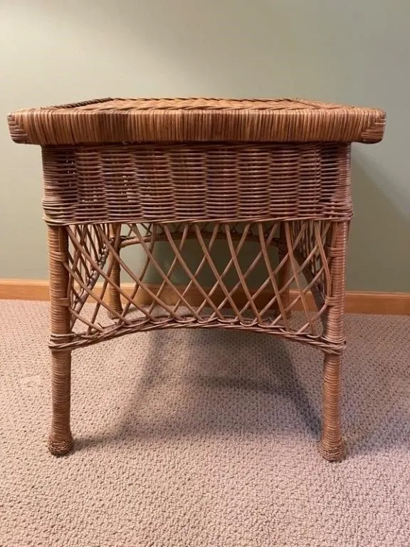 Woven Rattan Wicker Accent Table