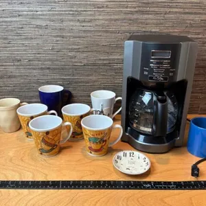 Mr. Coffee Maker, 7 Mugs & Clock (Lot of 9)
