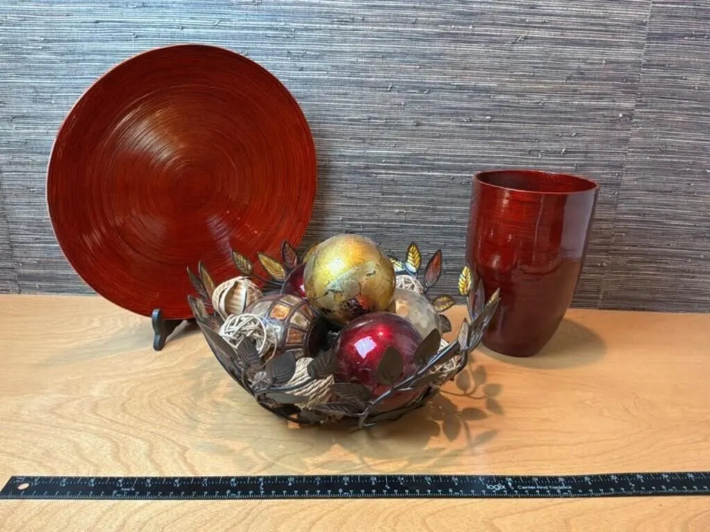 Red Decorative Home Decor Set (3pc)