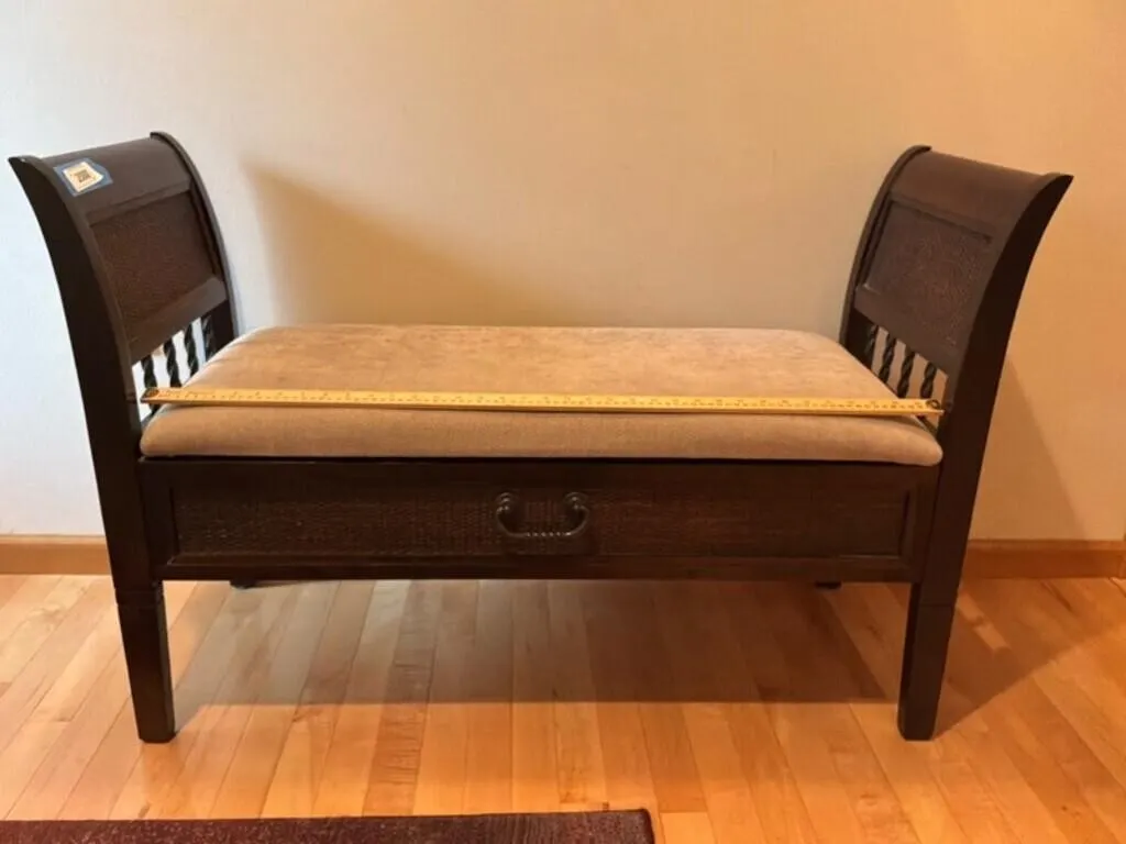 Dark Wood Upholstered Storage Bench