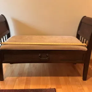 Dark Wood Upholstered Storage Bench