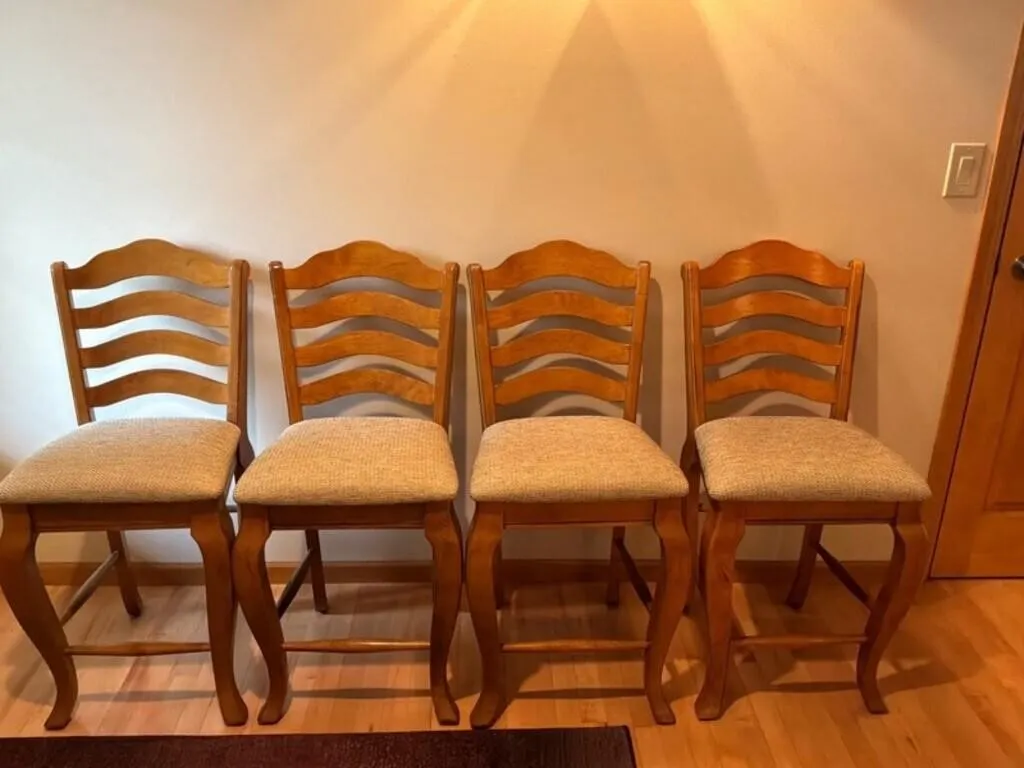 4 Ladder-Back Bar Stools - 24in Seat Height