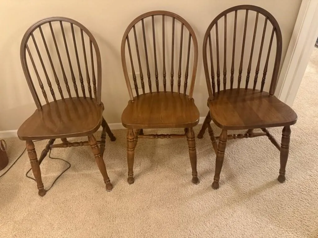 Set of 3 Wooden Windsor Dining Chairs