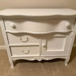 Vintage White Provincial Cabinet 32in