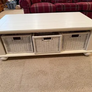 White Wicker Basket Storage Coffee Table