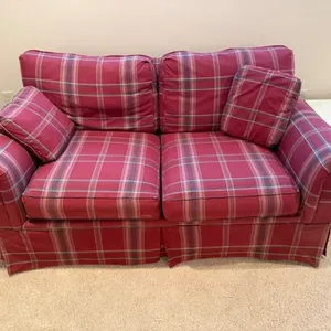 Hickorycraft Burgundy Plaid Loveseat