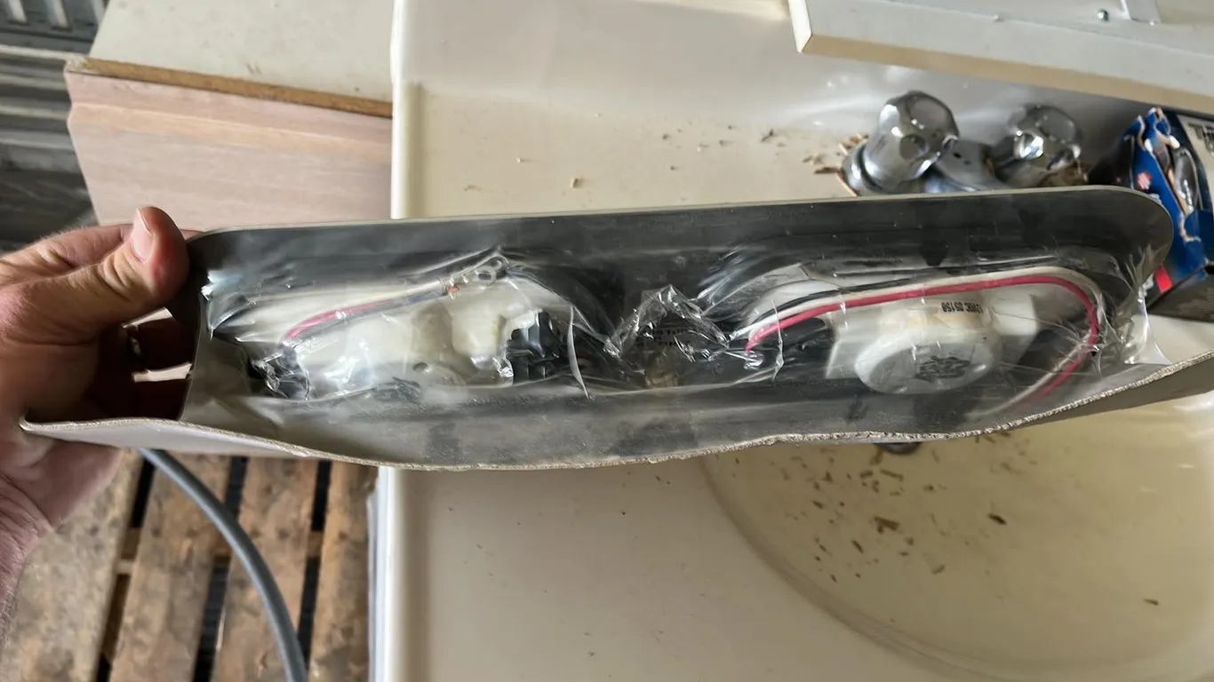OFFSITE - Panelite , stainless steel lite bracket with 2 - 6.5” lights, grommets and 3 wire pigtails.