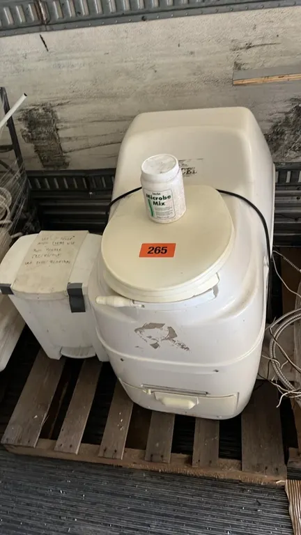 OFFSITE - Biodegradable toilet, with media, microbe mix and container. Working.