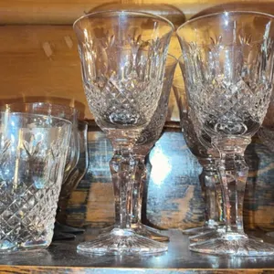 Crystal Cut Glass Stemware and Tumbler Glasses Assortment, 15 Pieces