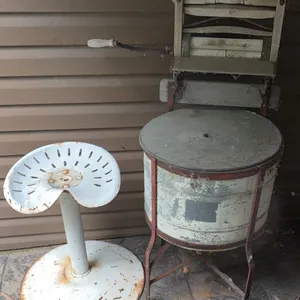 Manual Wringer Washing Machine and Metal Tractor Seat Stool