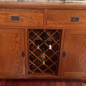 Oak Wood Sideboard With Wine Rack and Two Drawers