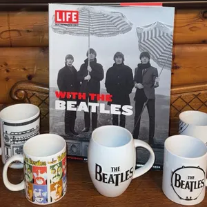 The Beatles LIFE With the Beatles Hardcover Book and 5 Assorted Mugs