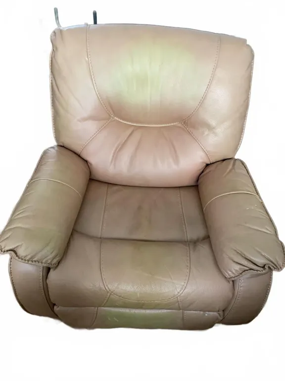 Beige Leather Power Recliner Chair