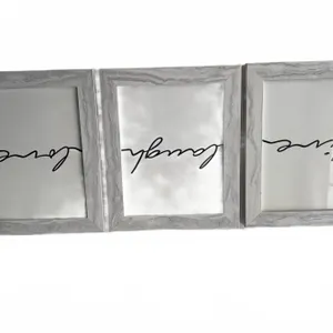 3 Framed Wall Art Prints: Live, Laugh, Love with Grey Marble Frames