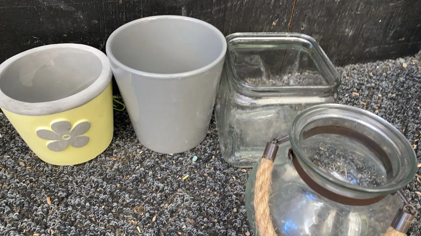 Plant Pots and Glass Jars Lot of Four
