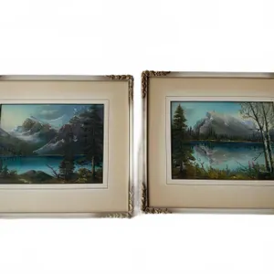Framed Canadian Mountain Landscape Paintings Signed D. Wallace