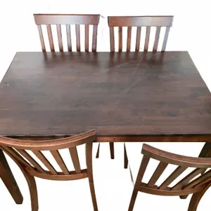 Wood Dining Table With Four Upholstered Chairs