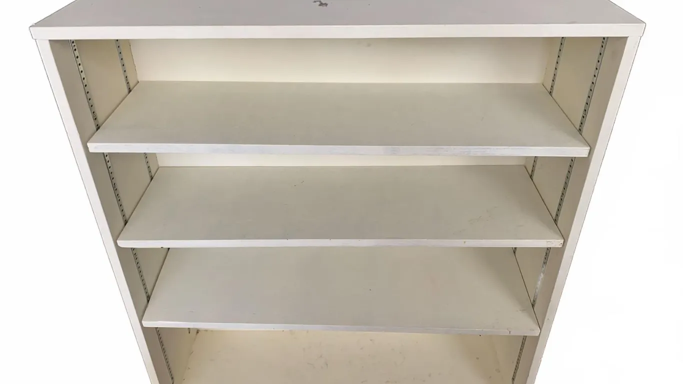 White Laminate Adjustable 4-Shelf Bookcase
