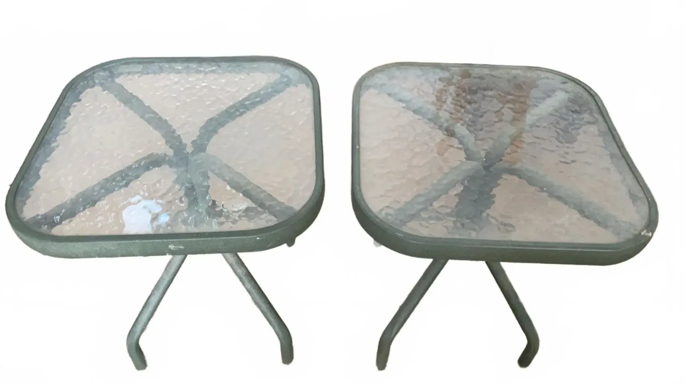 Metal Frame Glass Top Patio Side Tables