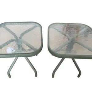 Metal Frame Glass Top Patio Side Tables